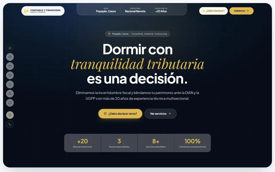 Página de inicio de Contable y Financiera